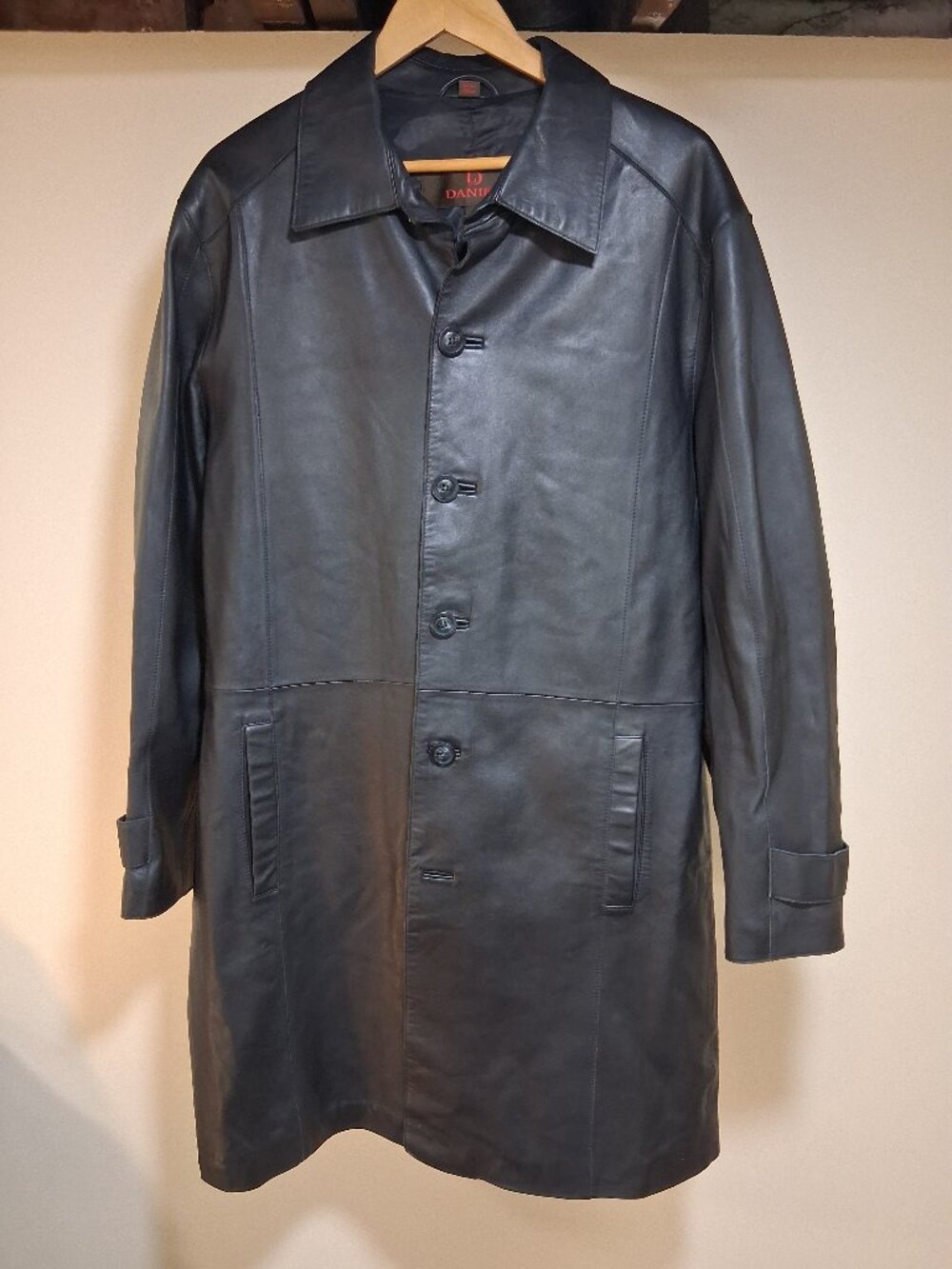 Danier Black Leather Trench Coat